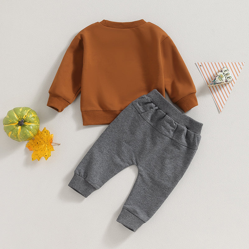 2-Piece Thanksgiving Outfits! Boy's "Mr. Steal Your Pie" Fall Sweatshirt & Pants Sets