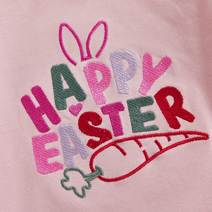 Girl's Embroidered Easter Bunny Ear, Carrot Sweatshirts & Pants Sets