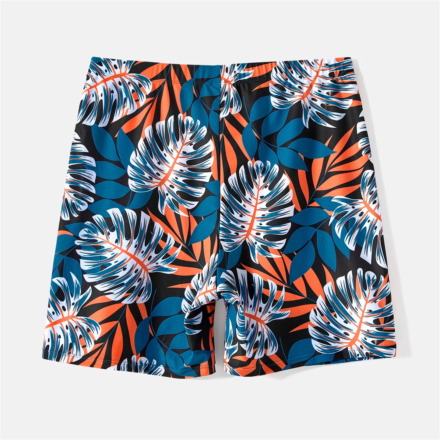 Family Matching! Plant Print Scallop Edge Spliced One-piece Swimsuit & Swim Trunks