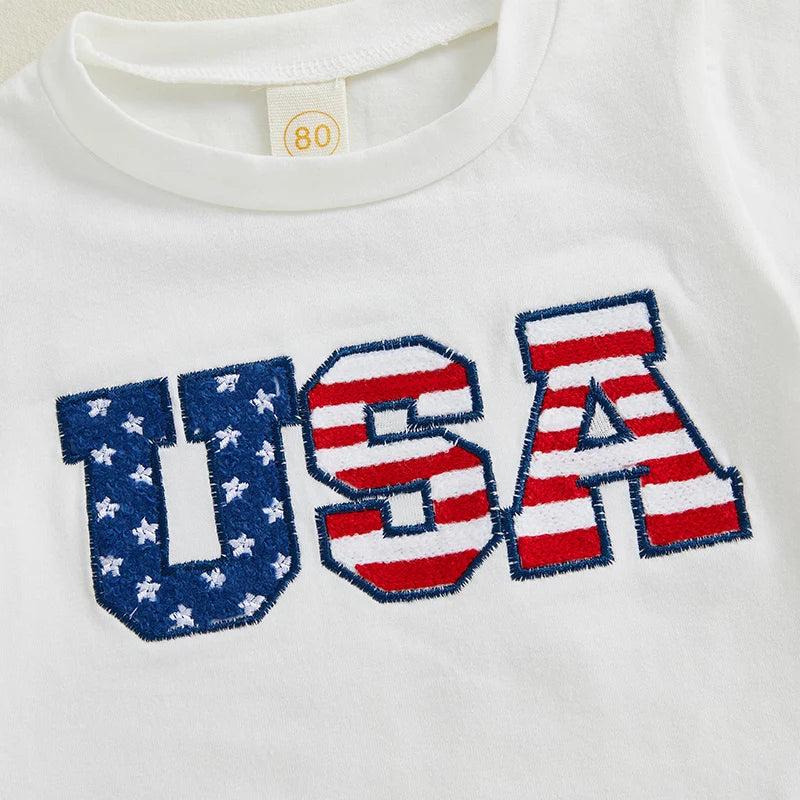 Boy's Embroidered USA 4th of July T-Shirts