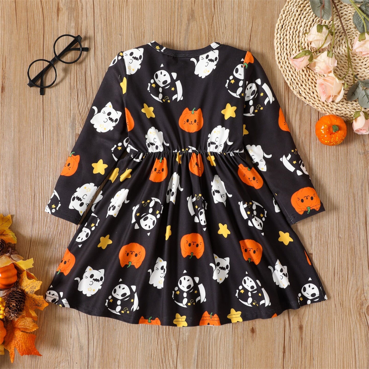 Toddler Girl Halloween Ghost Long-sleeve Dress