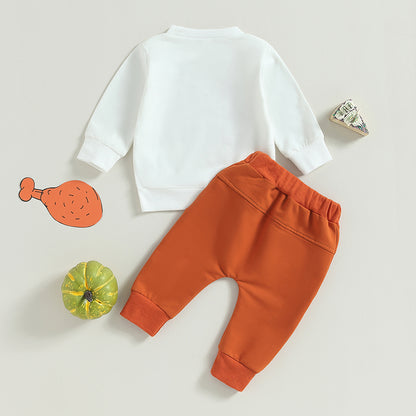 2-Piece Thanksgiving Outfits! Boy's & Girl's "Gobble Gobble" Fall Sweatshirt & Pants Sets