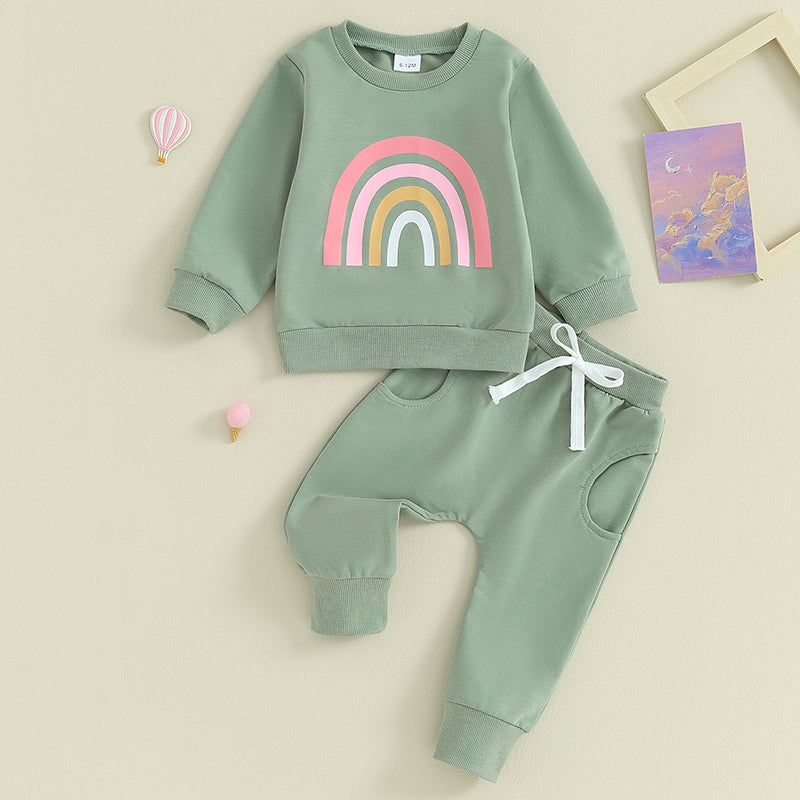 Girl's Rainbow Sweatshirt & Pants Sets