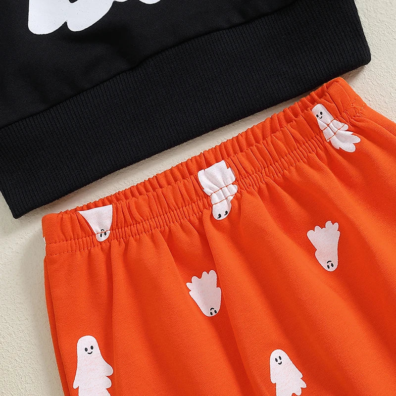 2-Piece Halloween Outfits! Boy's & Girl's "Hey Boo" Ghost Sweatshirt & Pants Sets