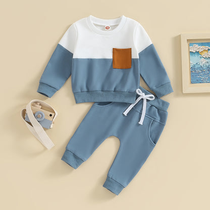 2-Piece Fall / Winter Outfits! Boy's Colorblock Sweatshirt & Pants Sets