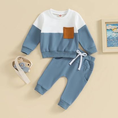 2-Piece Fall / Winter Outfits! Boy's Colorblock Sweatshirt & Pants Sets