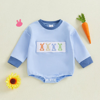 Boy's Embroidered Easter Bunny Onesies