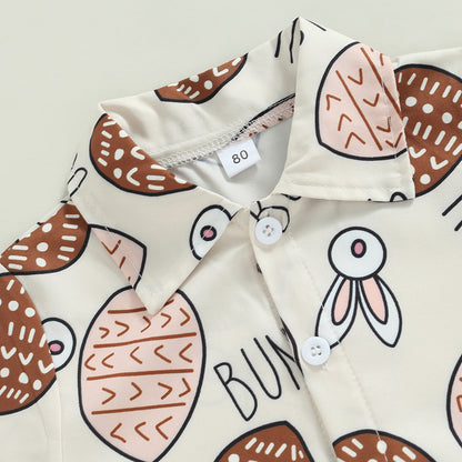 Boy's Easter Rabbit Button-Up Shirt Shorts