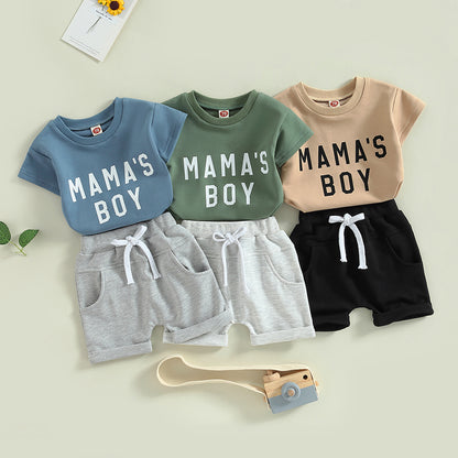 Boy's 2-Piece "Mama's Boy" T-Shirt & Shorts Sets