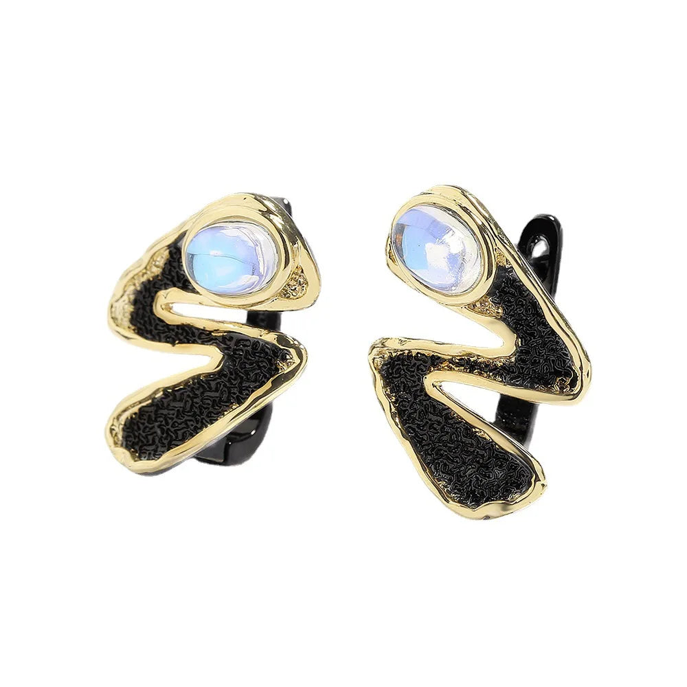 Moonlight Zircon Black & Gold Style Earrings