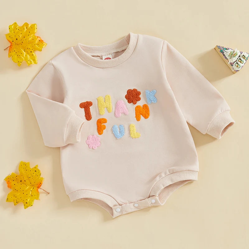 Girl's & Boy's Embroidered Thanksgiving *Thankful* Sweatshirt Onesies