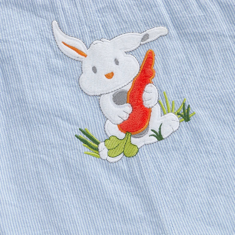 Girl's & Boy's Striped Embroidered Easter Bunny, Truck, Carrot Overall Jumpsuits