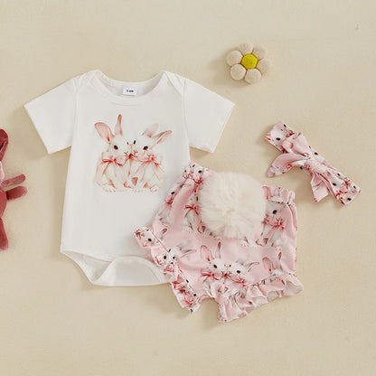 Girl's 3-Piece Easter Onesie, Headband & Bunny Tail Bloomers