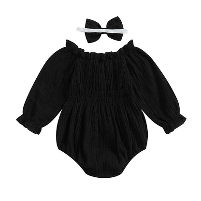 2-piece Girl's Halloween *Boo* Onesies with Matching Bow Headband