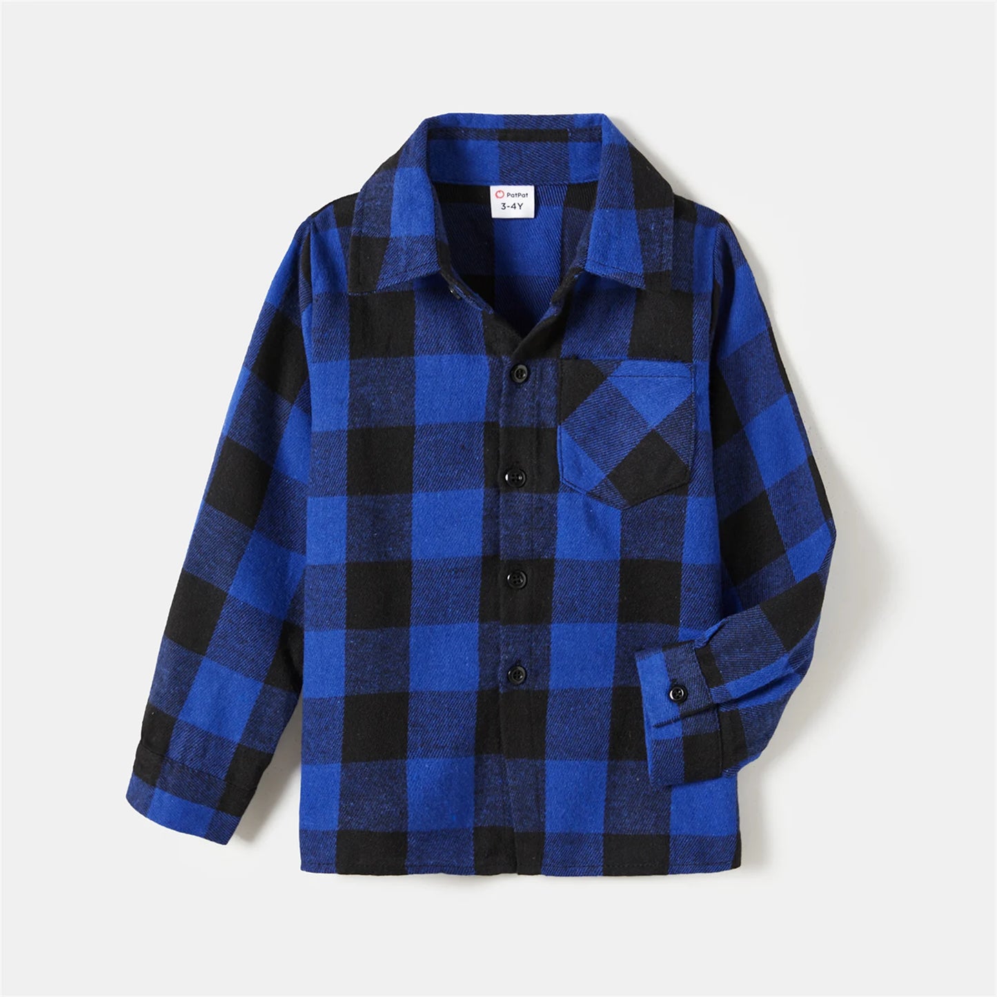 Family Matching! Blue Plaid Long-Sleeve Dresses & Button-Up Shirts