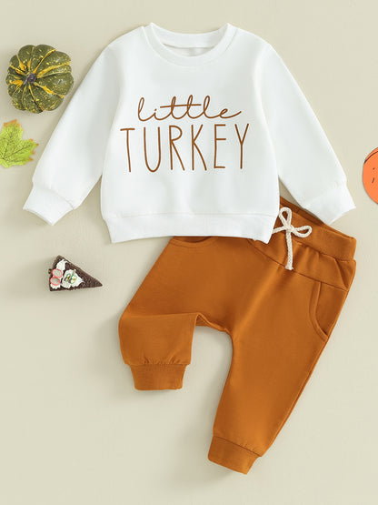 2-piece Thanksgiving Sets! *Little Turkey* Boy's & Girl's Fall Sweatshirts & Sweatpants Outfits