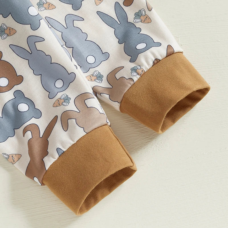 Girl's & Boy's Easter Bunny Romper Pants Hat & Rabbit Ears Set