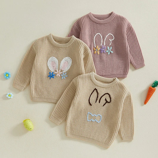 Boy's & Girl's Embroidered Knit Easter Bunny Sweaters