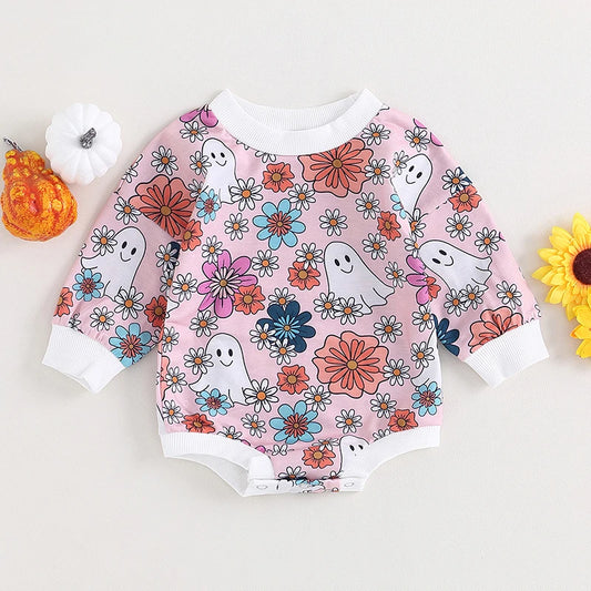 Halloween Outfits! Girl's Ghost, Flower Long Sleeve Fall Shirts