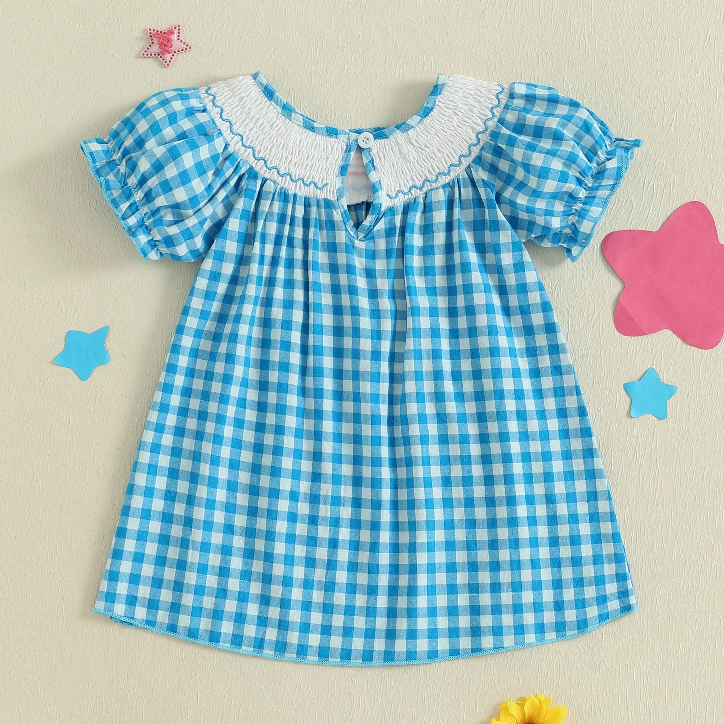 Girl's Plaid Embroidered 4th of July Dresses