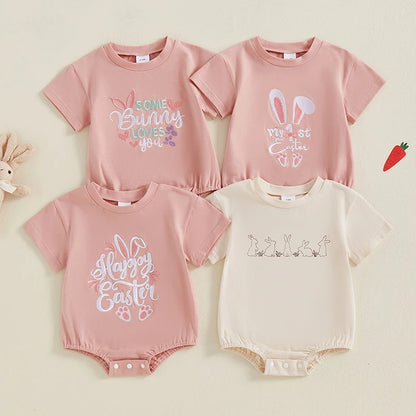 Girl's Embroidered Easter Bunny Onesies