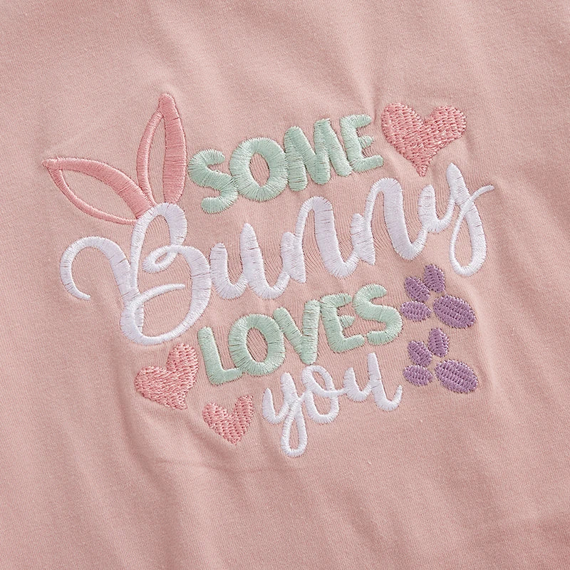 Girl's Embroidered Easter Bunny Onesies