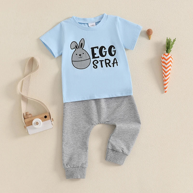 Boy's Easter Bunny T-shirt Pants Sets