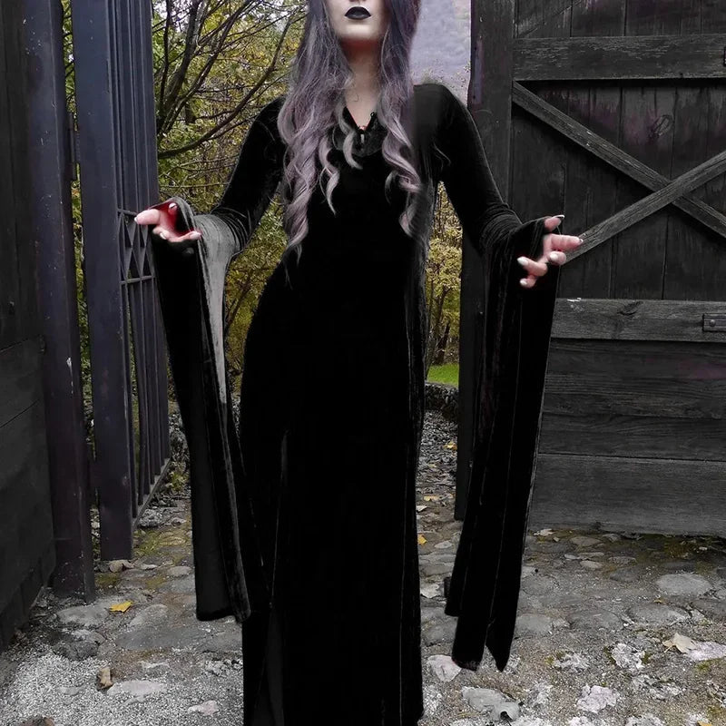 Halloween Dresses! Gothic Lace Bell Sleeve Vampire Dress