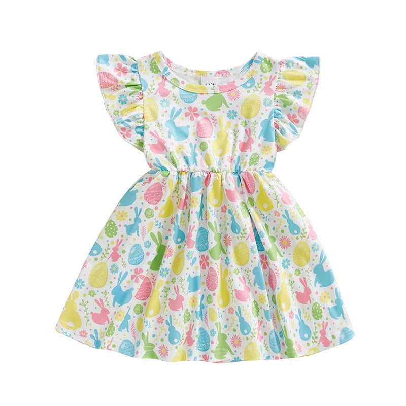 Girl's Flutter Sleeve Easter Bunny Dresses