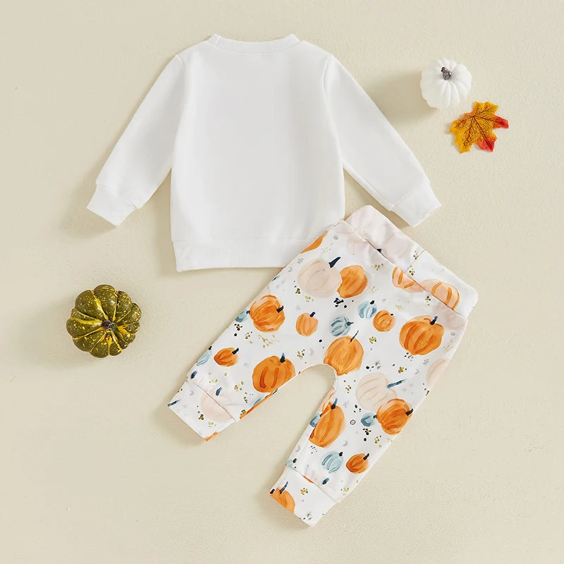 2-piece Sets! Girl's & Boy's Embroidered *Pumpkin* Fall Halloween Sweatshirt & Sweatpants