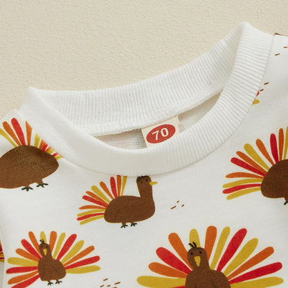 2-piece Thanksgiving Sets! Boy's & Girl's Fall Turkey Sweatshirts & Sweatpants Outfits