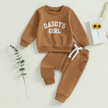 2-Piece Fall / Winter Outfits! Girl’s Letter Print "Daddy's Girl" Sweatshirt & Pants Sets