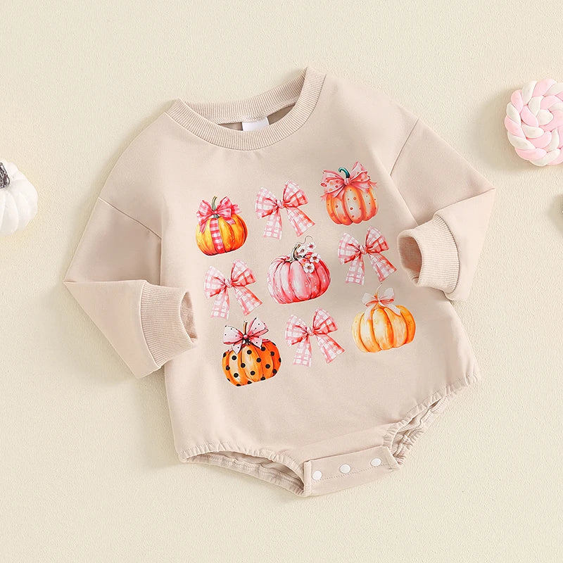 Fall Onesies! Girl's Bow Pumpkin Sweatshirts