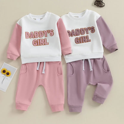 2-Piece Fall Outfits! Girl’s Long Sleeve Sweatshirt Rompers & Pants Sets