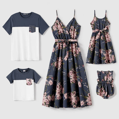 Family Matching! Floral Belted Cami Dresses, Rompers, and T-shirts