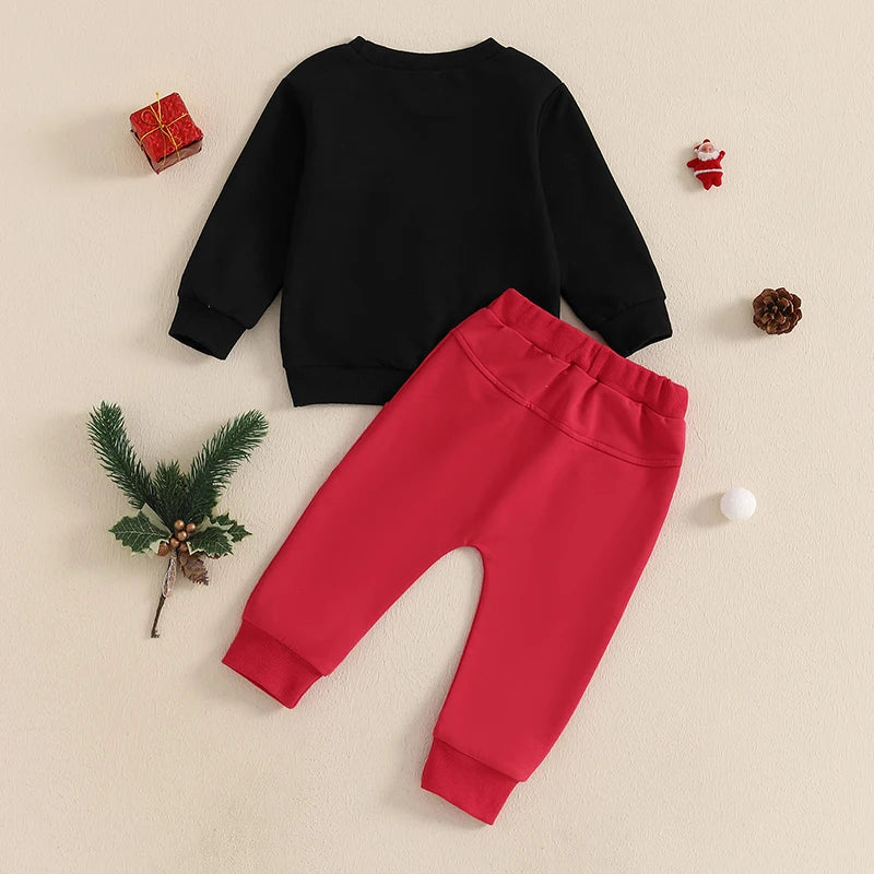 2-Piece Christmas Outfits! Boy’s Long Sleeve Sweatshirt & Pants Sets