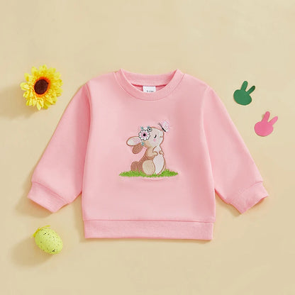 Girl's & Boy's Embroidered Easter Bunny Sweatshirts