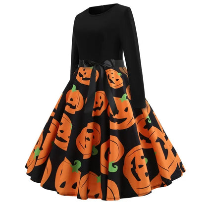 Halloween Dresses! Long Sleeve Pumpkin Party Dress