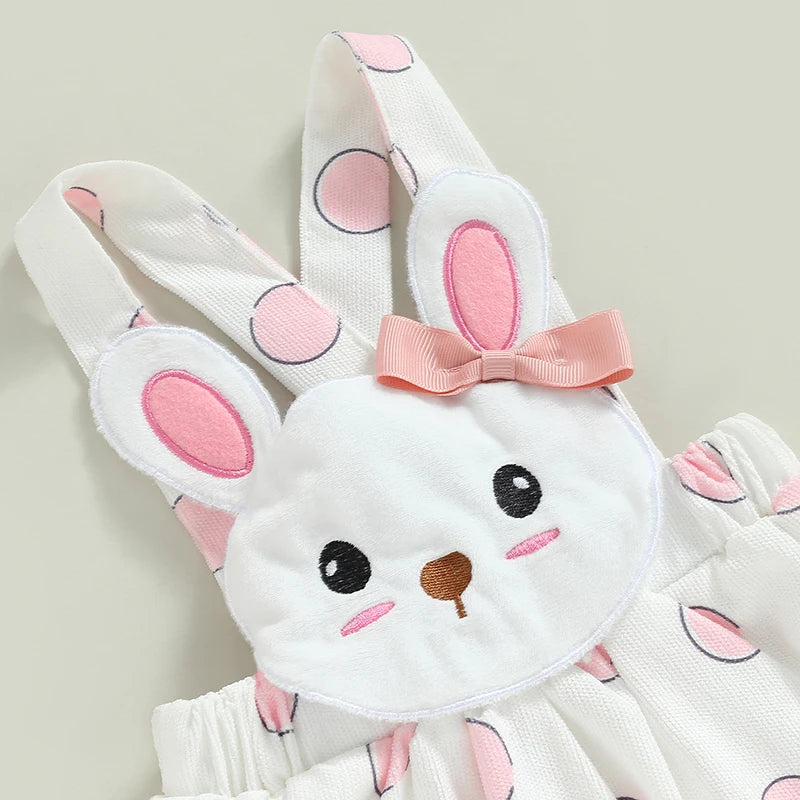 Girl's Onesie, Easter Bunny Suspender Skirt & Bow Headband Sets