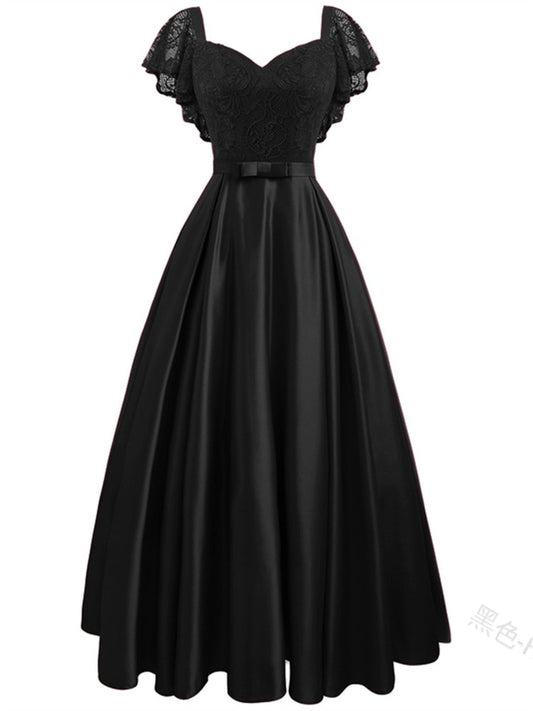 Lace Butterfly Sleeve Formal Maxi Party Dress