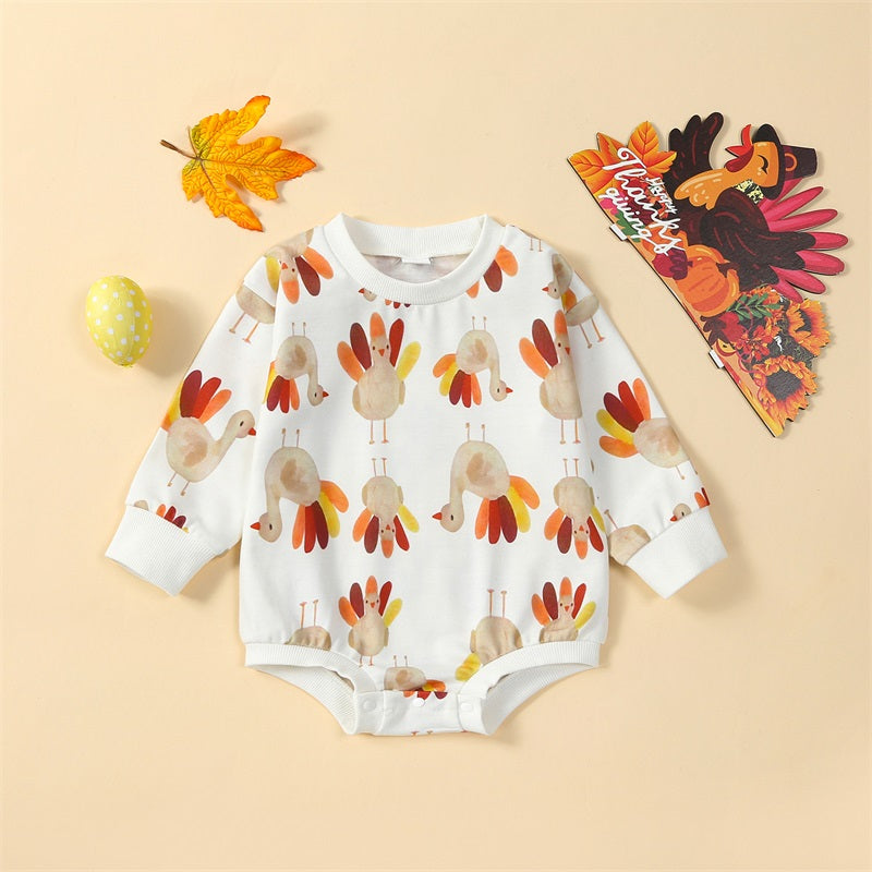 Girl's & Boy's Thanksgiving Turkey Long Sleeve Onesies