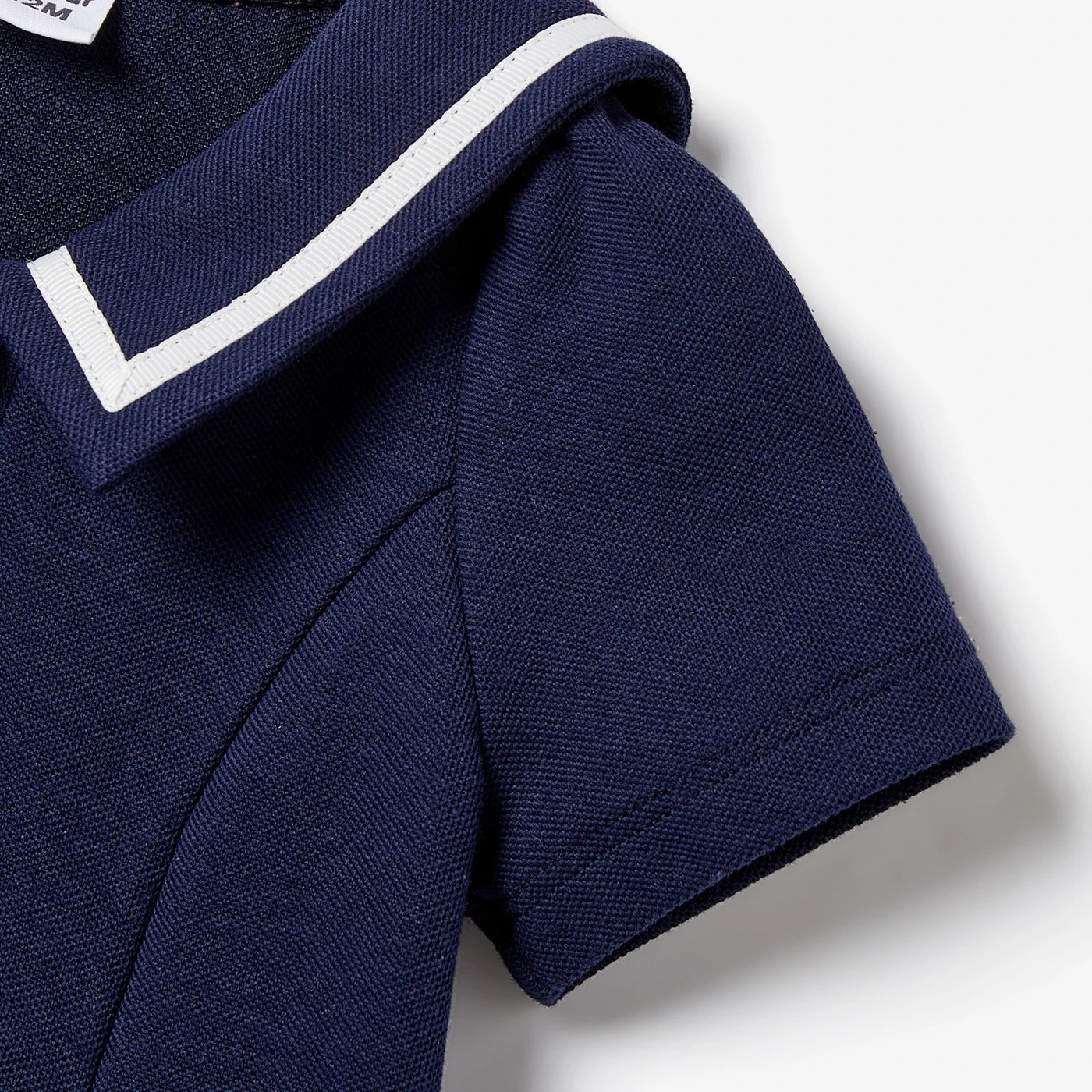 Family Matching! Navy Blue Striped Polo Shirts & Solid Sailor Hem Dresses