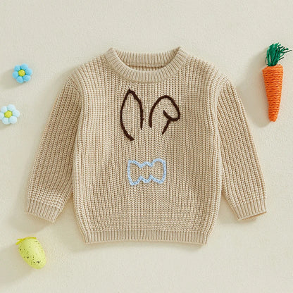 Boy's & Girl's Embroidered Knit Easter Bunny Sweaters