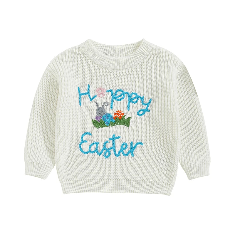 Girl's & Boy's Embroidered Easter Bunny & Eggs Sweaters