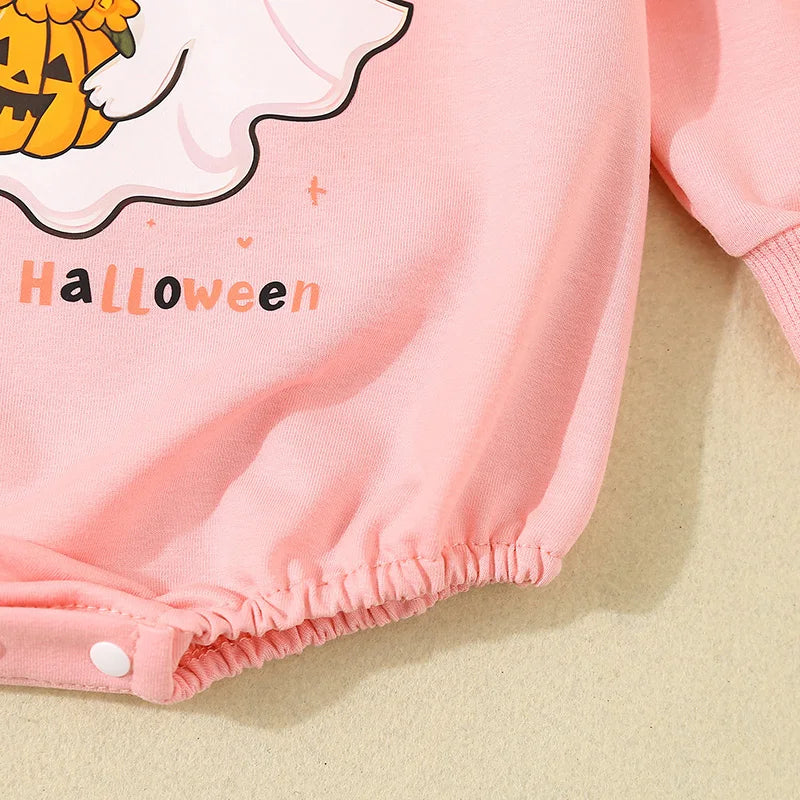 Halloween Onesies! Girl’s Long Sleeve Ghost Romper Sweatshirts