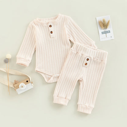 2-Piece Fall Outfits! Girl’s Long Sleeve Rompers & Pants Sets