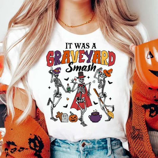 Halloween Tees! It Was A Graveyard Smash Skeleton T-Shirts