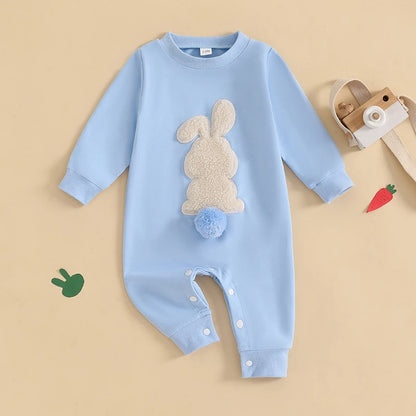 Girl's & Boy's Easter Bunny Embroidered Jumpsuit