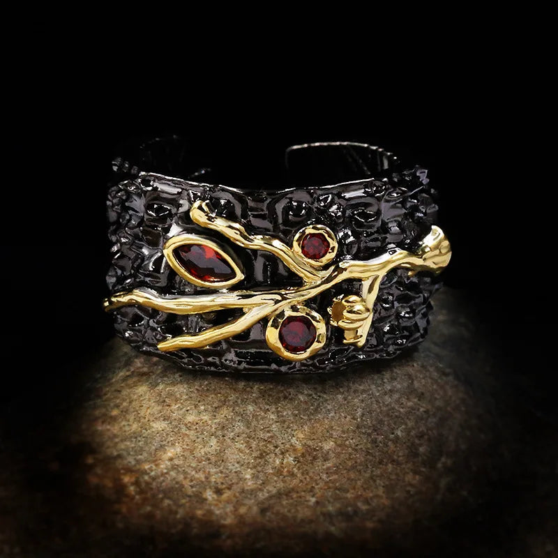 Medieval Ruby Black & Gold Series Ring