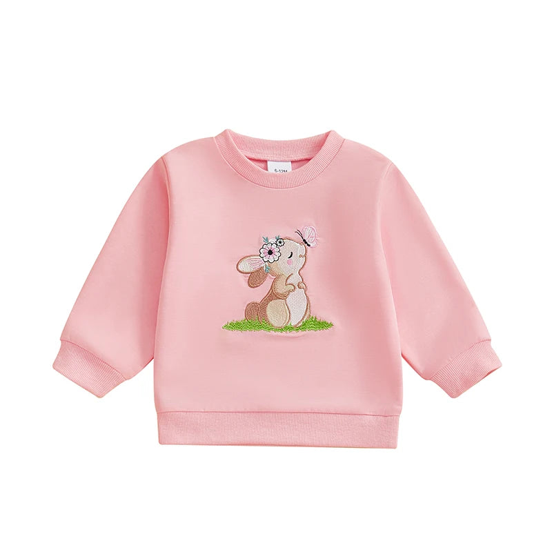 Girl's & Boy's Embroidered Easter Bunny Sweatshirts